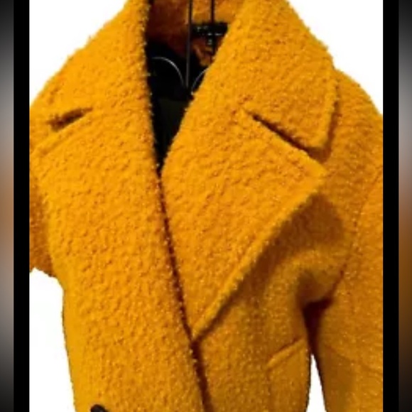 Topshop Boucle Button Front Cost. Mustard. Size 2. NWOT - Picture 7 of 12